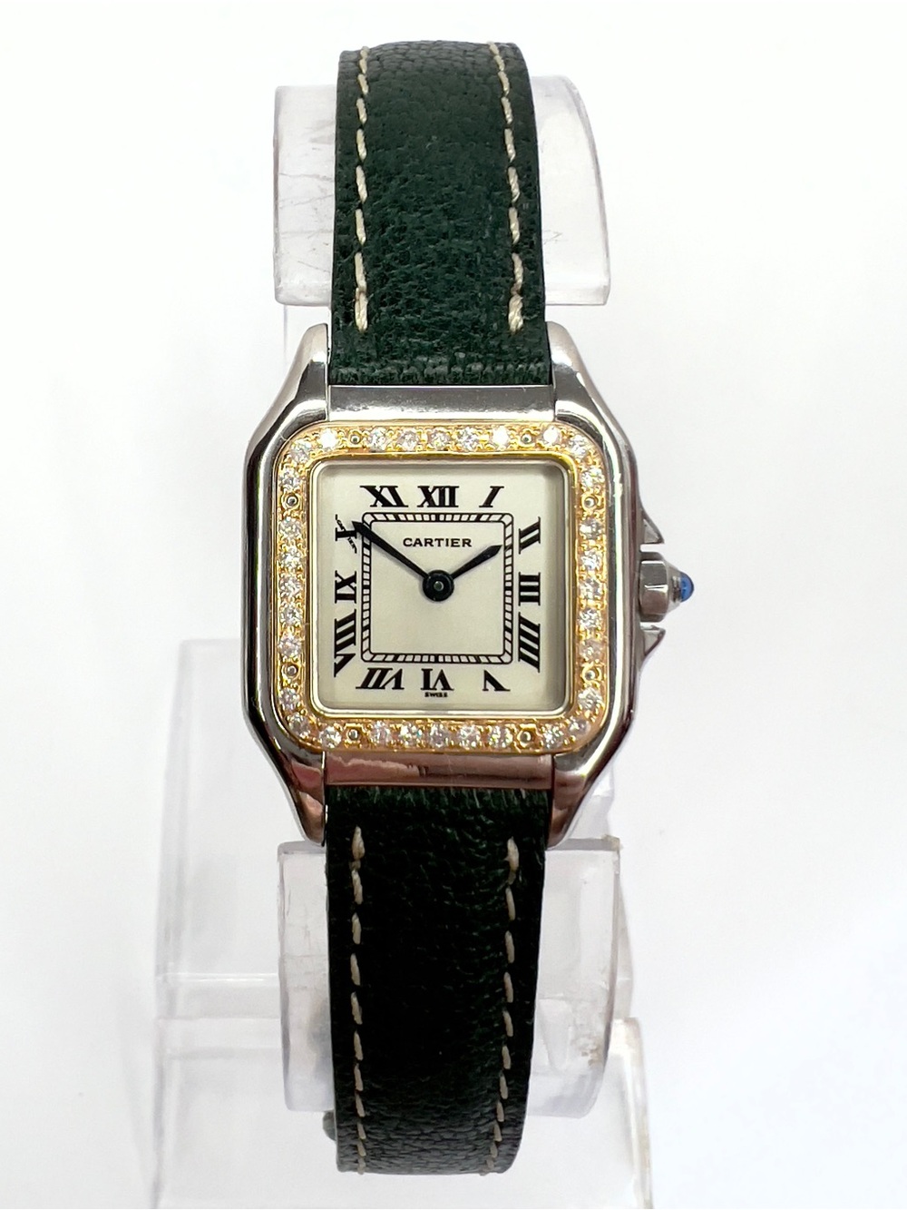 CARTIER PANTHERE 23mm Quartz 2 Tone 0.32TCW DIAMOND Watch Cream Dial